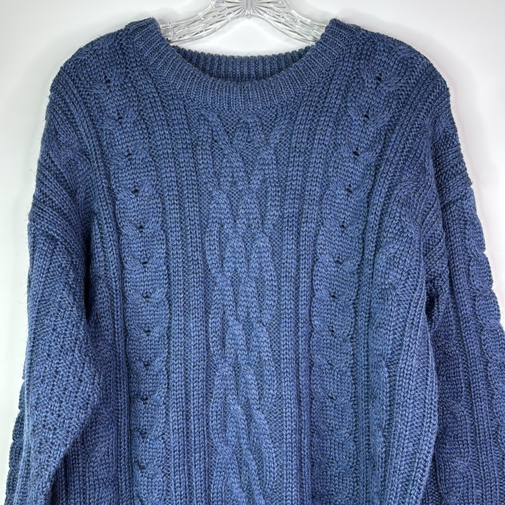 Woolovers Blue Wool Fisherman Sweater Size Medium - Picture 2 of 9
